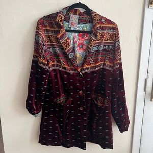 Vintage velvet maroon Johnny Was blazer
